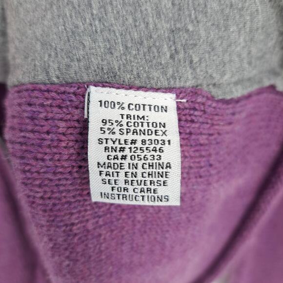 Habitat Shawl Collar Cardigan One Button Pockets Purple Gray Women's Size Small - Picture 5 of 6